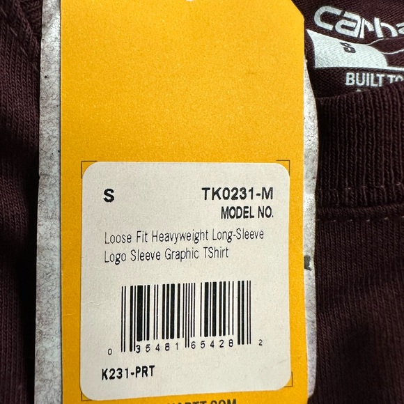 CARHARTT LOOSE FIT HEAVYWEIGHT LONG SLEEVE GRAPHIC LOGO ARM T-SHIRT in Port NWT - Picture 2 of 2